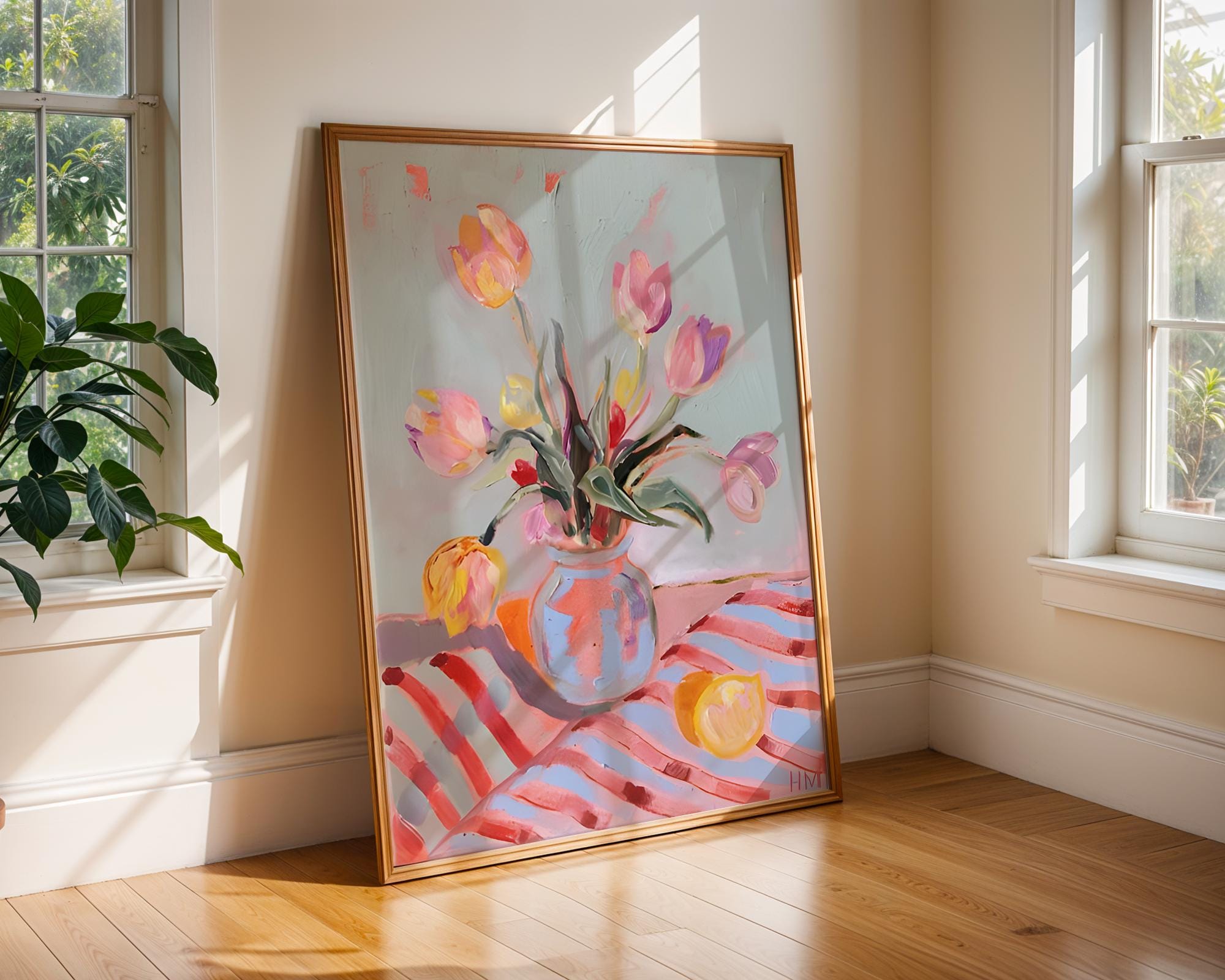Modern Tulip Art Print | Colorful Botanical Painting wall art print, modern home decor, unframed artwork by Nomad & Nest