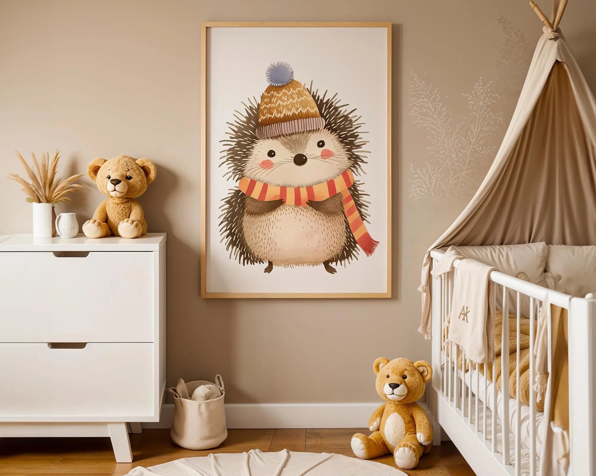Playroom Ideas | Hedgehog Nursery Wall Art | Autumn Woodland Animal Print wall art print, modern home decor, unframed artwork by Nomad & Nest