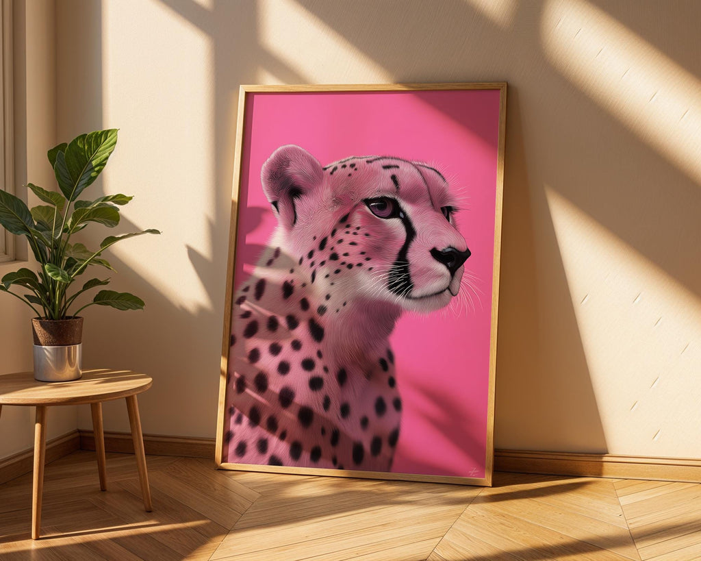 Pink Cheetah Art Print | Bold Animal Wall Decor wall art print, modern home decor, unframed artwork by Nomad & Nest