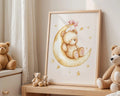 Playroom Ideas | Bear Moon Nursery Wall Art | Dreamy Night Sky Print wall art print, modern home decor, unframed artwork by Nomad & Nest