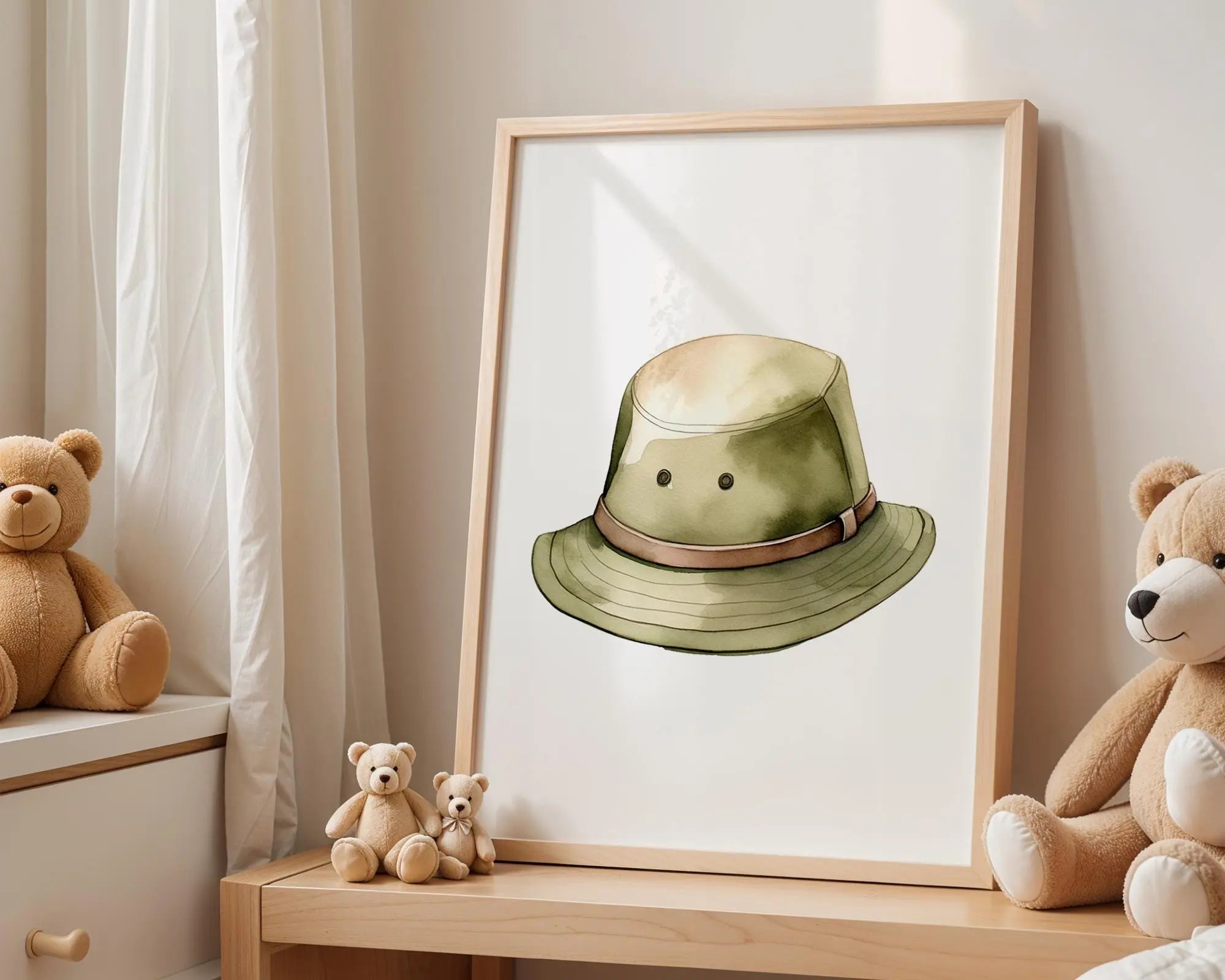 Playroom Ideas | Safari Explorer Hat Nursery Wall Art Adventure Theme Print wall art print, modern home decor, unframed artwork by Nomad & Nest