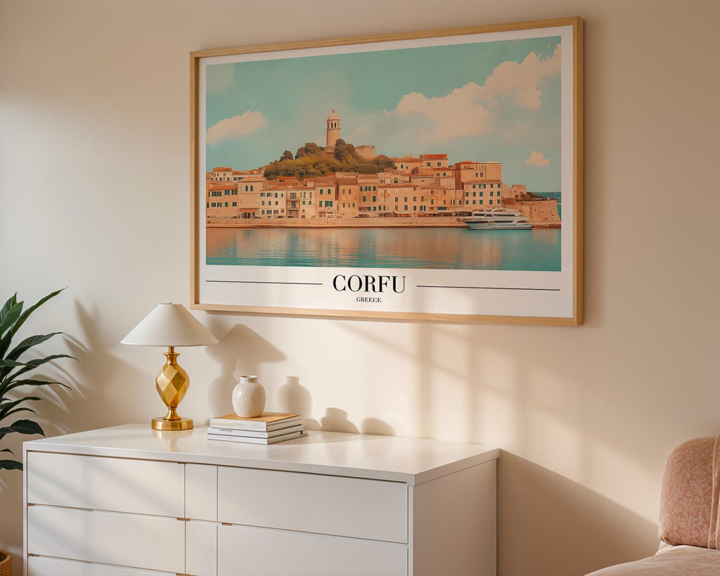 Corfu Greece Travel Poster | Seaside Coastal Print wall art print, modern home decor, unframed artwork by Nomad & Nest