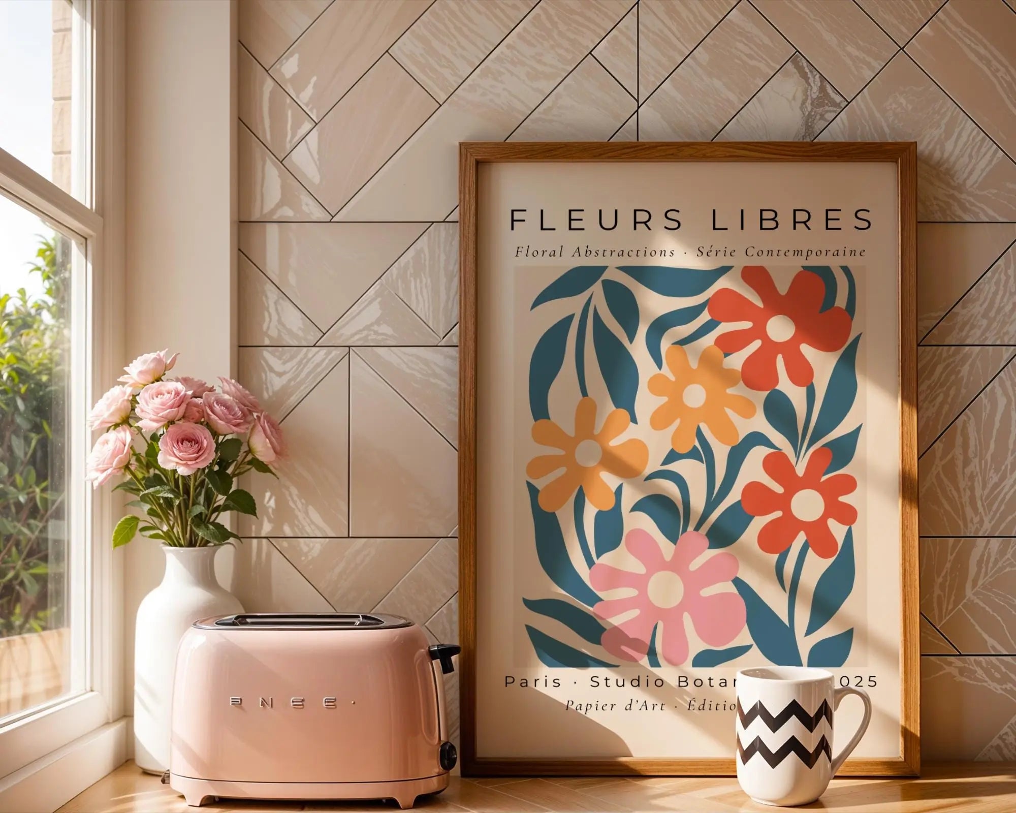 Retro Floral Art Print | Vibrant Botanical Poster wall art print, modern home decor, unframed artwork by Nomad & Nest