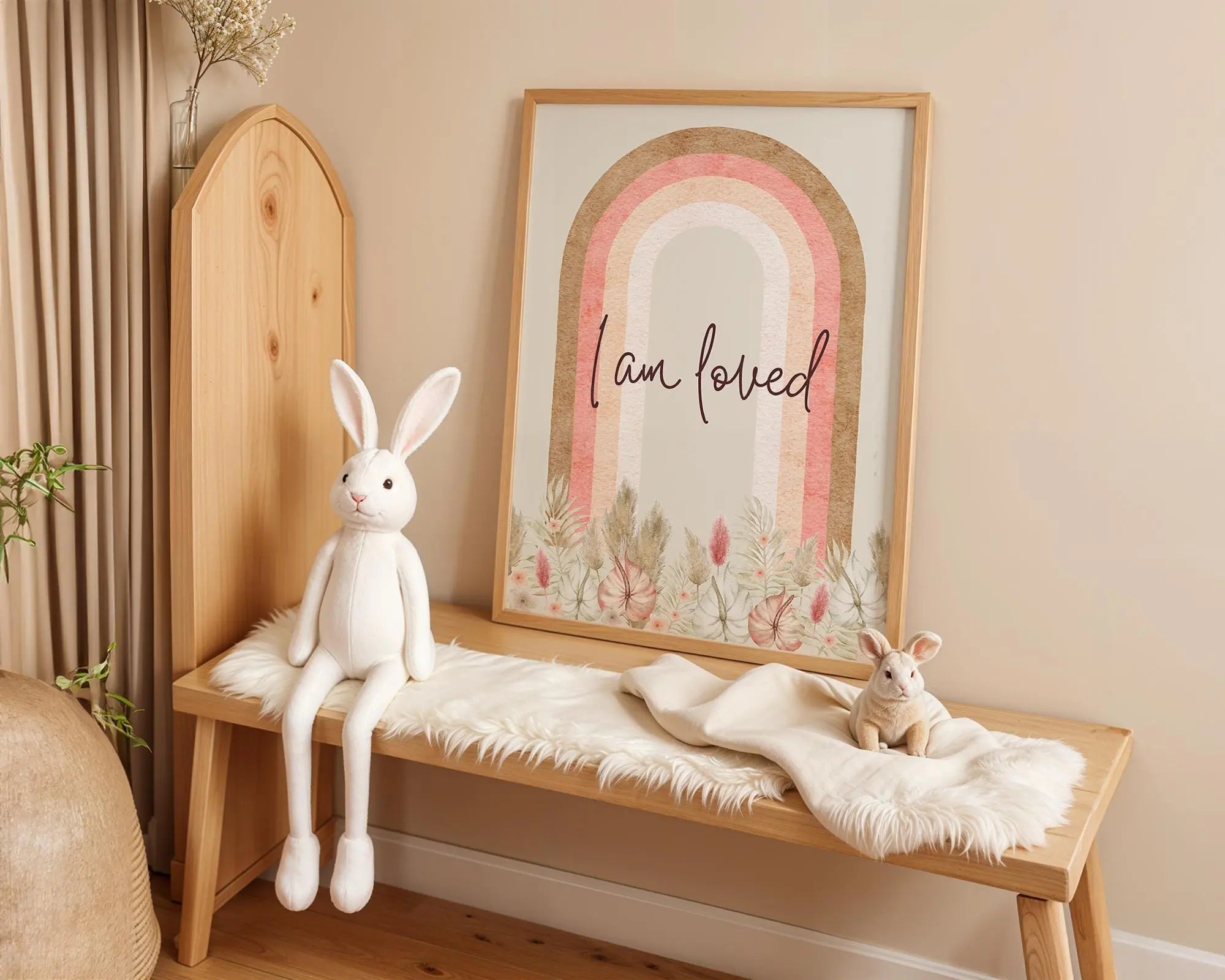 Playroom Ideas | I Am Loved Nursery Print | Rainbow Affirmation Wall Art wall art print, modern home decor, unframed artwork by Nomad & Nest