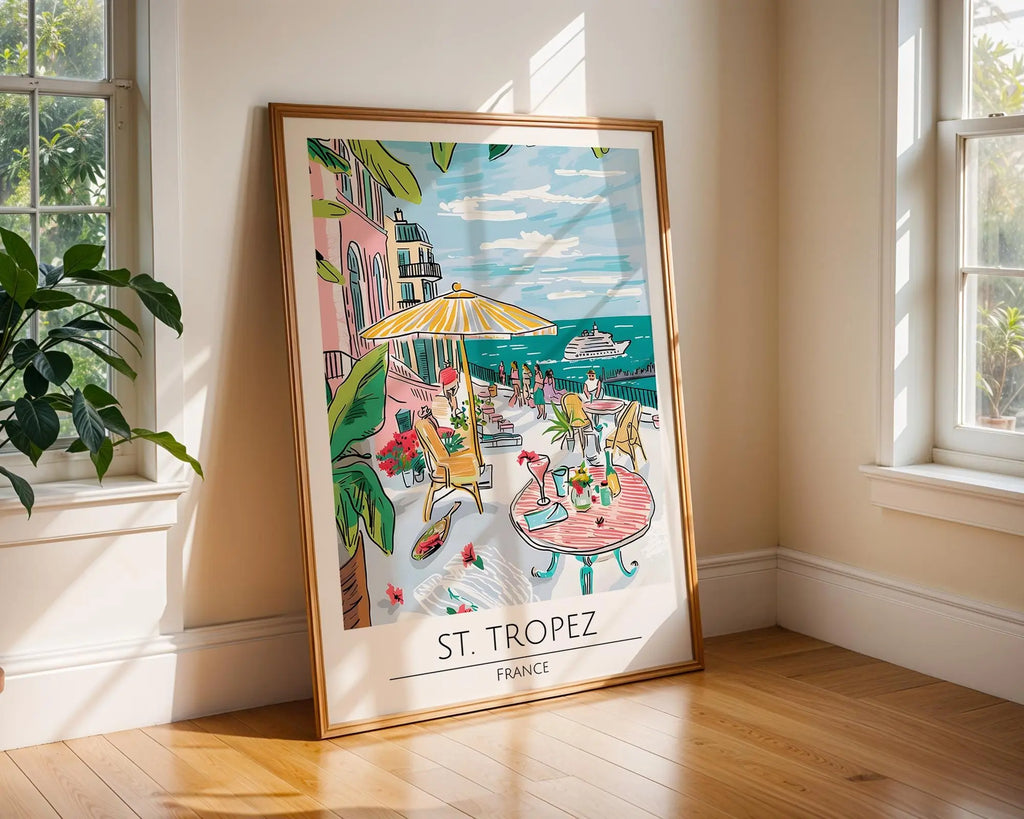 St. Tropez Travel Poster | Vintage French Riviera Seaside Art wall art print, modern home decor, unframed artwork by Nomad & Nest