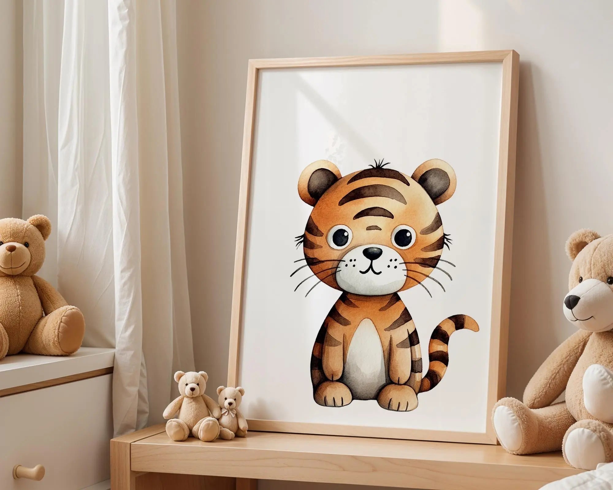 Playroom Ideas | Tiger Nursery Wall Art | Jungle Animal Baby Deco wall art print, modern home decor, unframed artwork by Nomad & Nest