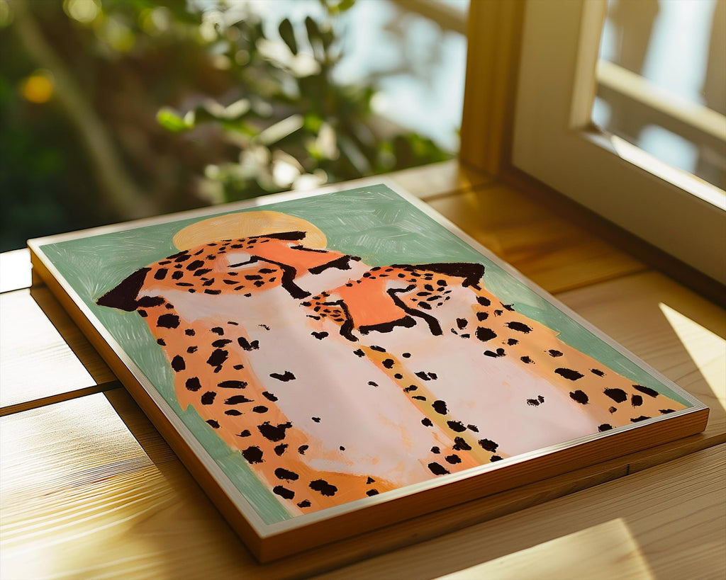 Cheetah Couple Art Print | Modern Safari Animal Poster wall art print, modern home decor, unframed artwork by Nomad & Nest