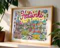 Helsinki Finland Art Print | Colorful Nordic Cityscape Poster wall art print, modern home decor, unframed artwork by Nomad & Nest