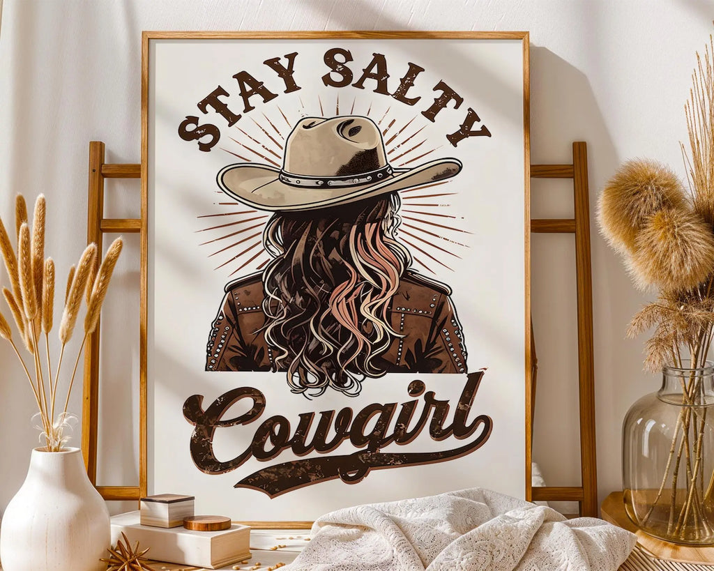 Stay Salty Cowgirl Print – Western Coastal Wall Art wall art print, modern home decor, unframed artwork by Nomad & Nest
