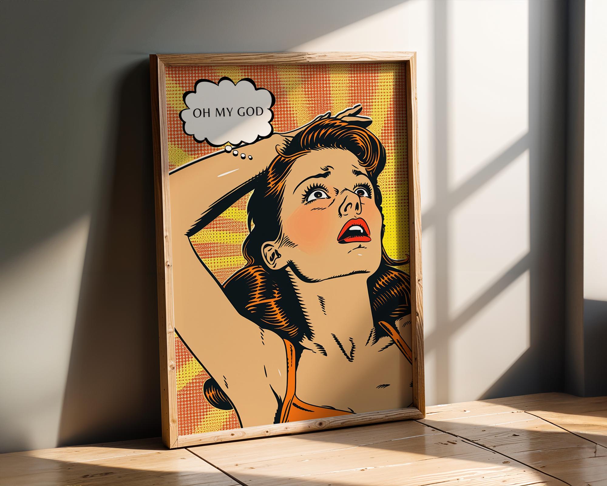 Modern Pop Art | Retro  Print | Shocked Woman with Thought Bubble wall art print, modern home decor, unframed artwork by Nomad & Nest