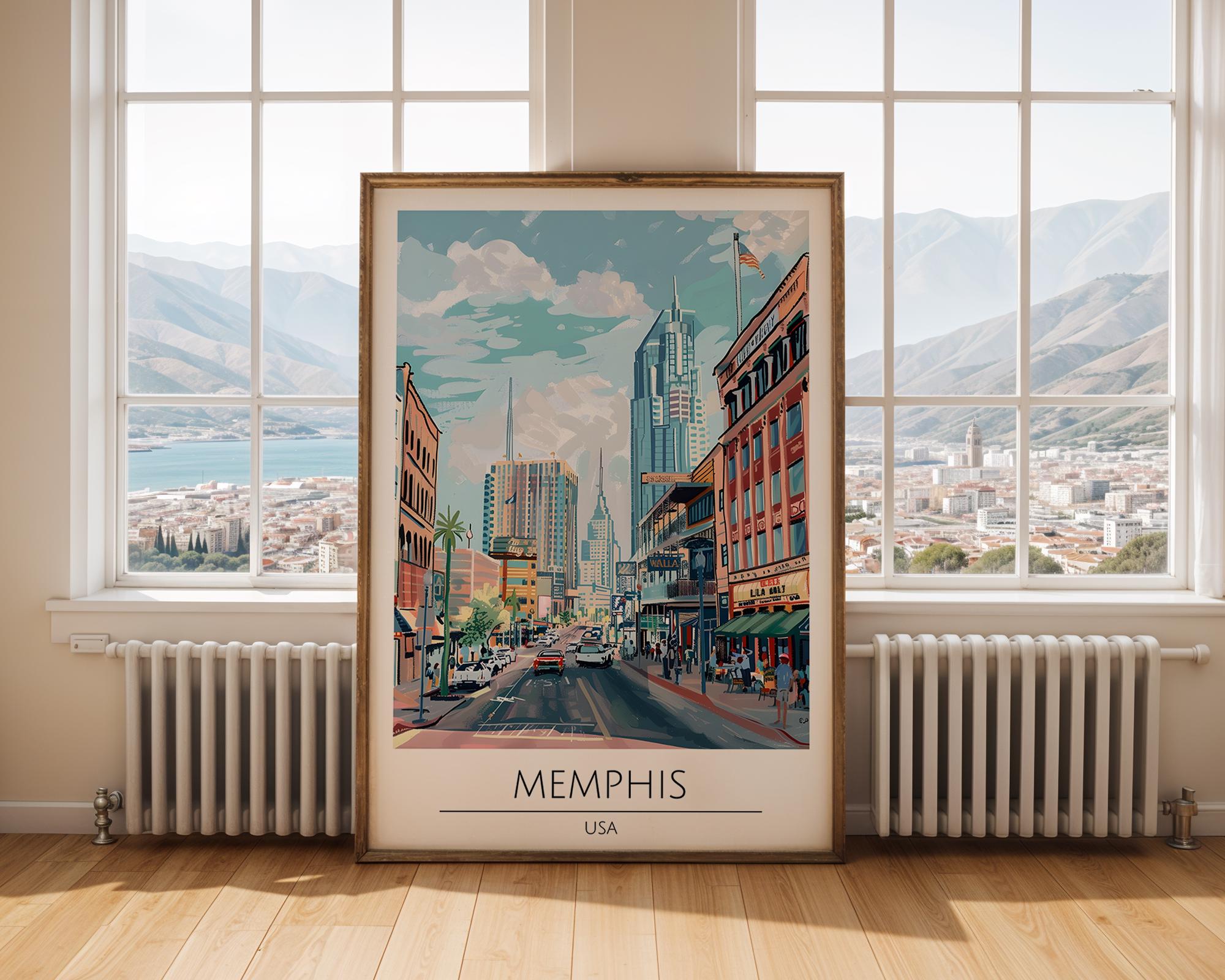 Memphis Tennessee Skyline Art Print | Modern City Street Scene wall art print, modern home decor, unframed artwork by Nomad & Nest