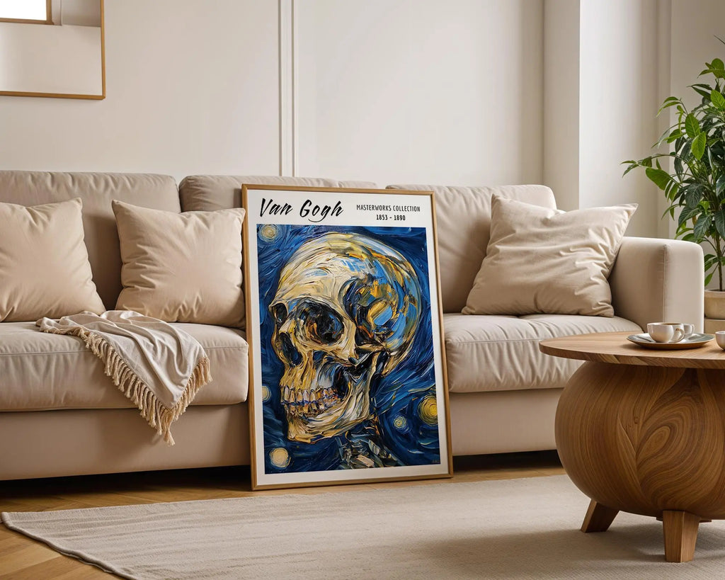 Van Gogh Print | Starry Night Skull Art  | Gothic Home Decor wall art print, modern home decor, unframed artwork by Nomad & Nest