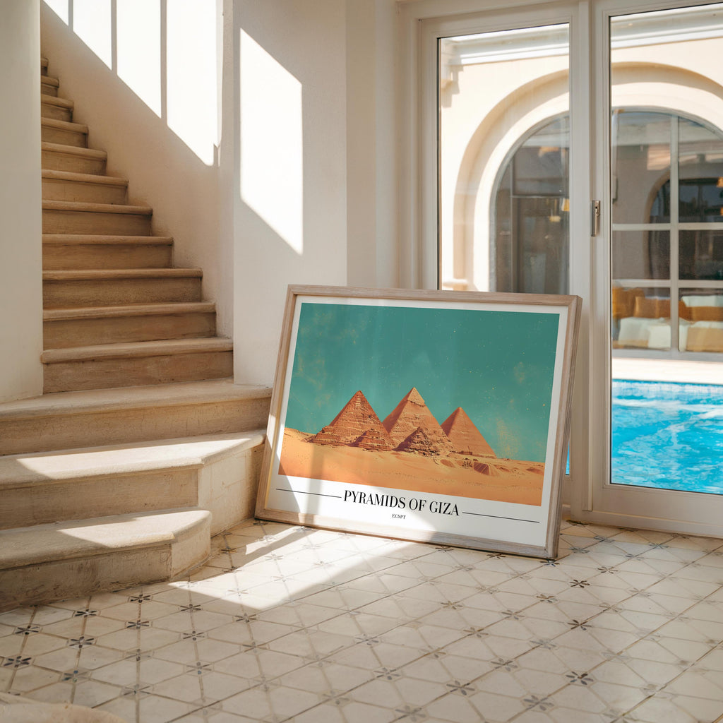 Pyramids of Giza Print | Ancient Egypt Travel Poster wall art print, modern home decor, unframed artwork by Nomad & Nest