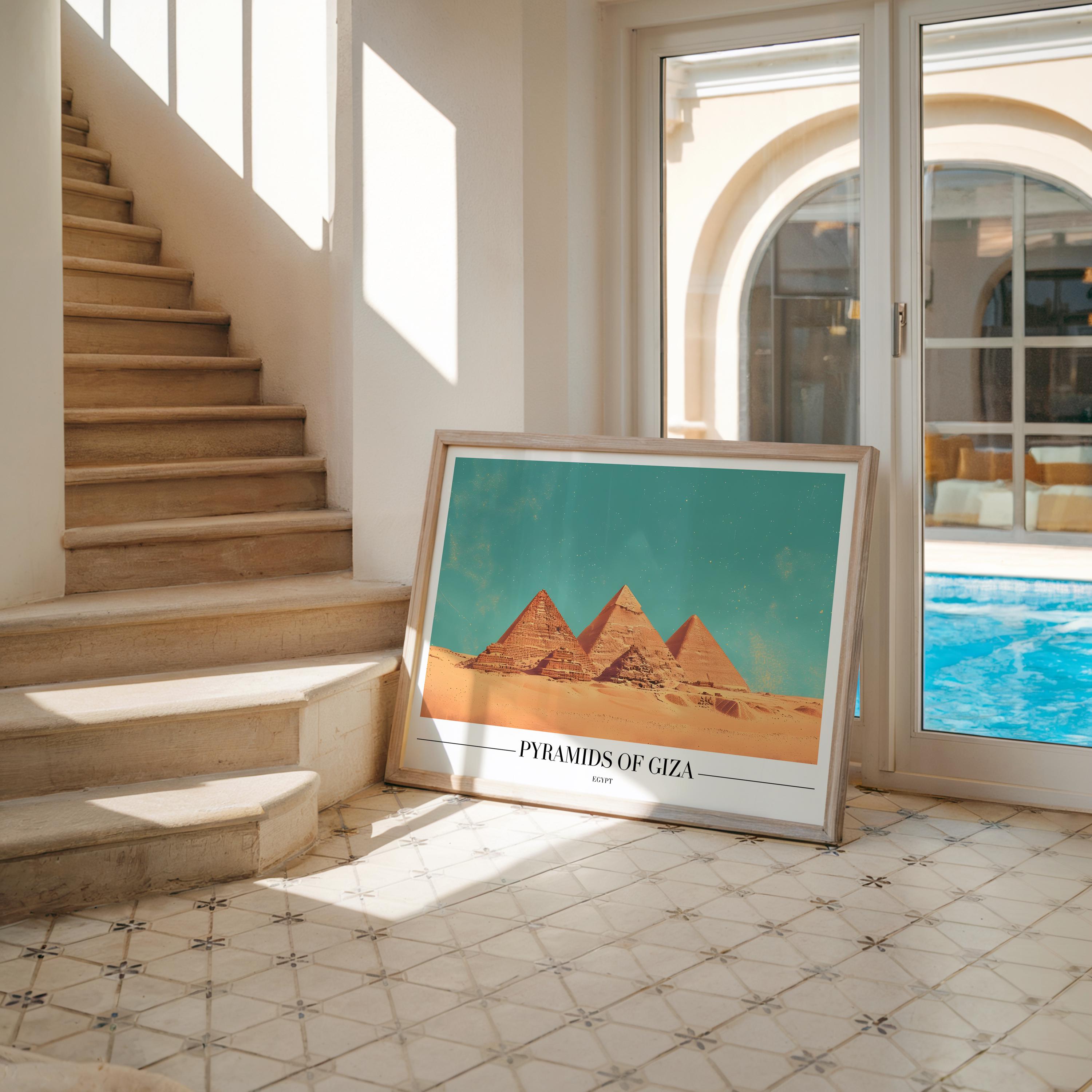 Pyramids of Giza Print | Ancient Egypt Travel Poster wall art print, modern home decor, unframed artwork by Nomad & Nest