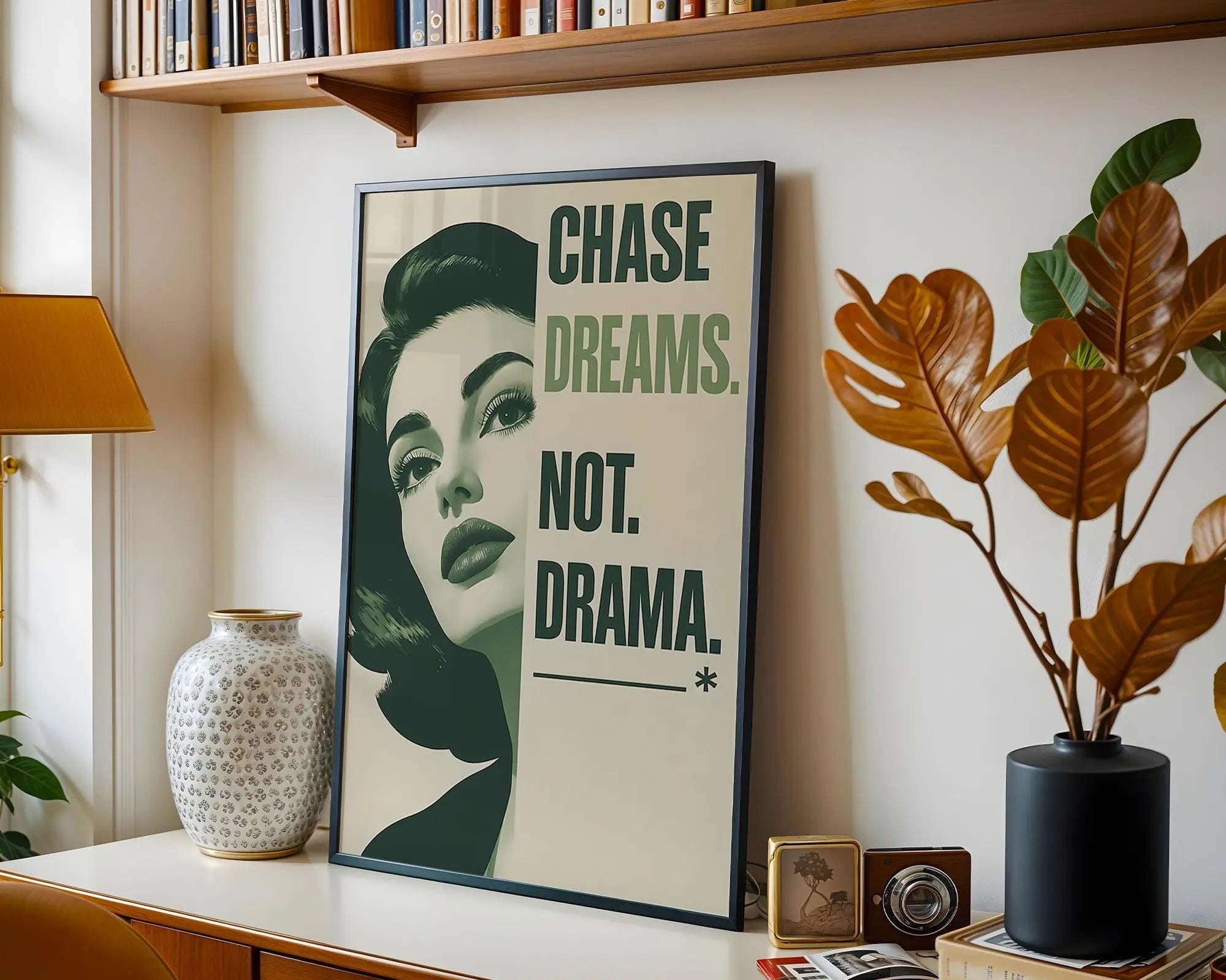 Chase Dreams Not Drama Print | Retro Glam Wall Art wall art print, modern home decor, unframed artwork by Nomad & Nest