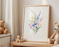 Playroom Ideas | Colourful Floral Nursery Print | Watercolour Wildflower Decor wall art print, modern home decor, unframed artwork by Nomad & Nest