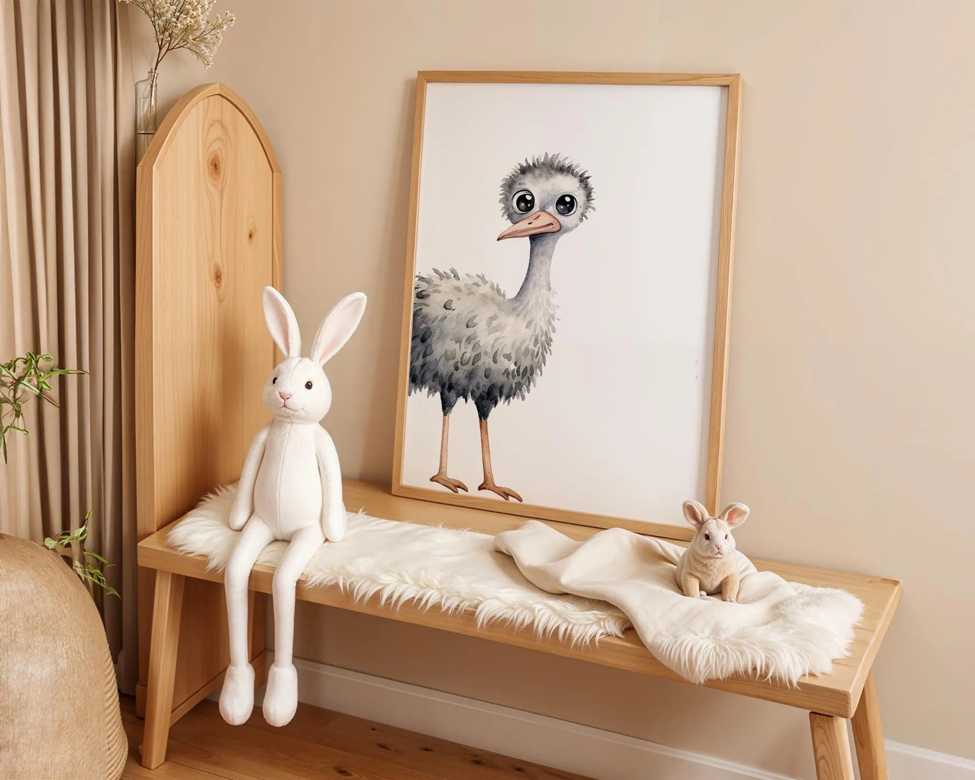 Ostrich Nursery Print | Watercolor Animal Wall Art wall art print, modern home decor, unframed artwork by Nomad & Nest