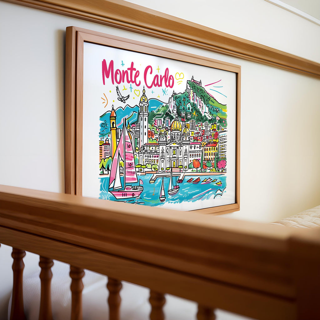 Monte Carlo Art Print | Colorful French Riviera Travel Poster wall art print, modern home decor, unframed artwork by Nomad & Nest
