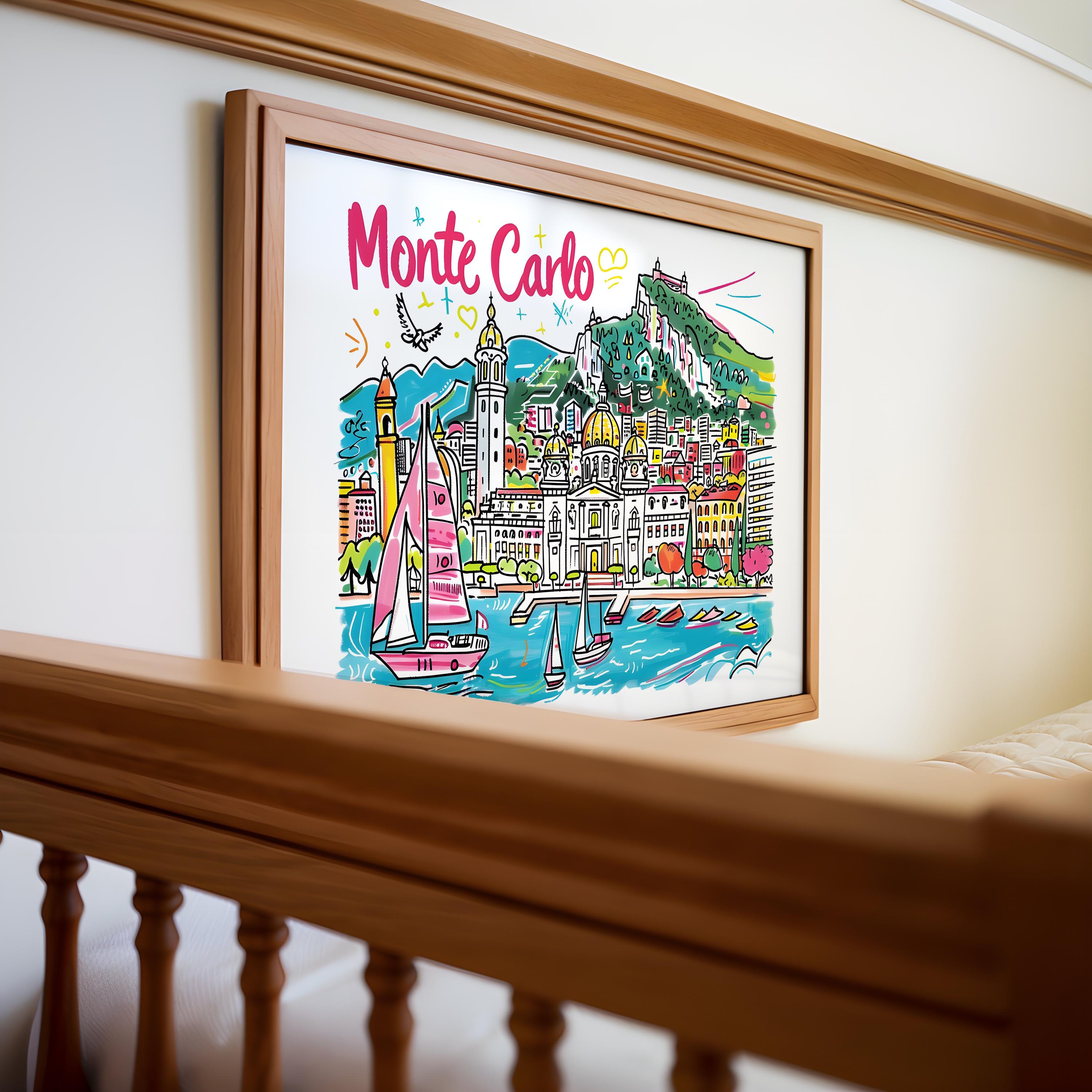 Monte Carlo Art Print | Colorful French Riviera Travel Poster wall art print, modern home decor, unframed artwork by Nomad & Nest
