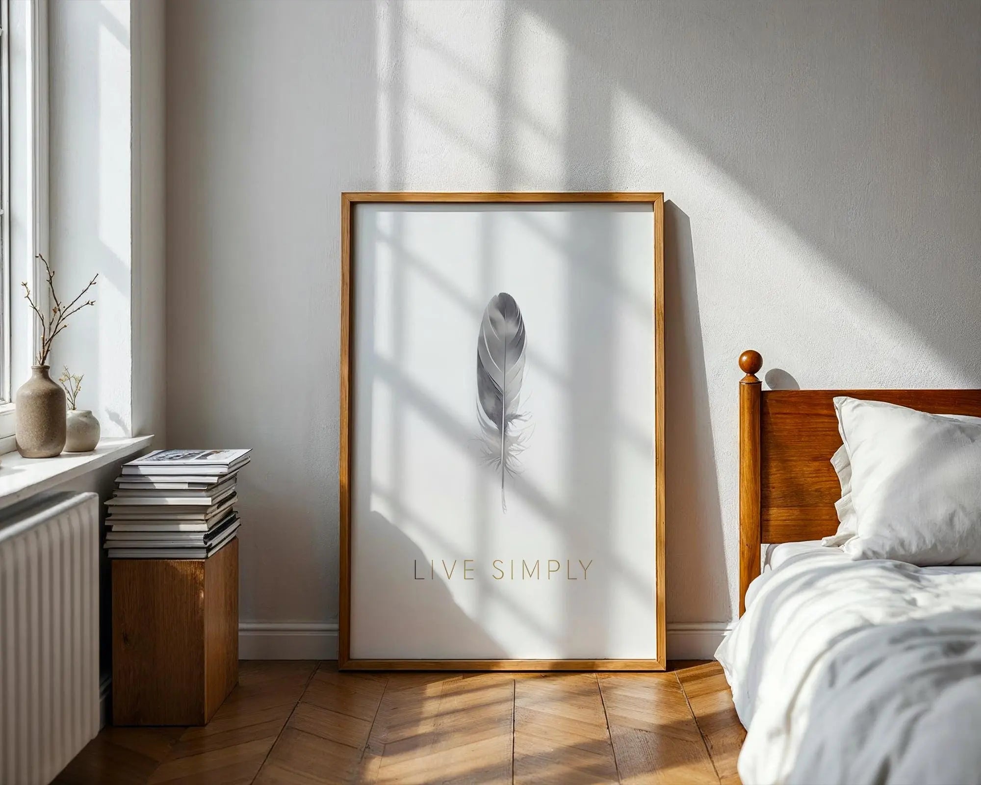 Feather Wall Art Print | Minimalist Zen Home Decor wall art print, modern home decor, unframed artwork by Nomad & Nest