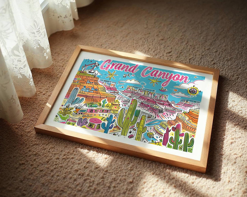 Grand Canyon Art Print | Colorful Arizona Desert Illustration wall art print, modern home decor, unframed artwork by Nomad & Nest