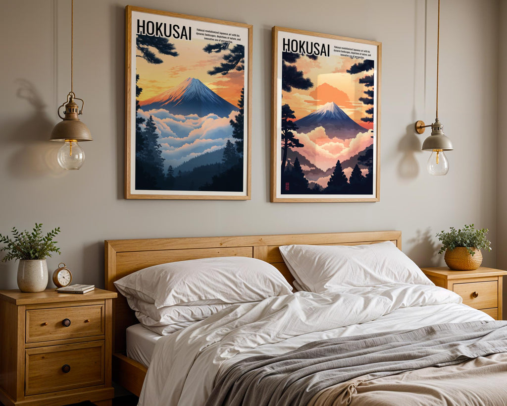 Japanese Poster | Mount Fuji Sunset Print – Hokusai  Landscape Art wall art print, modern home decor, unframed artwork by Nomad & Nest