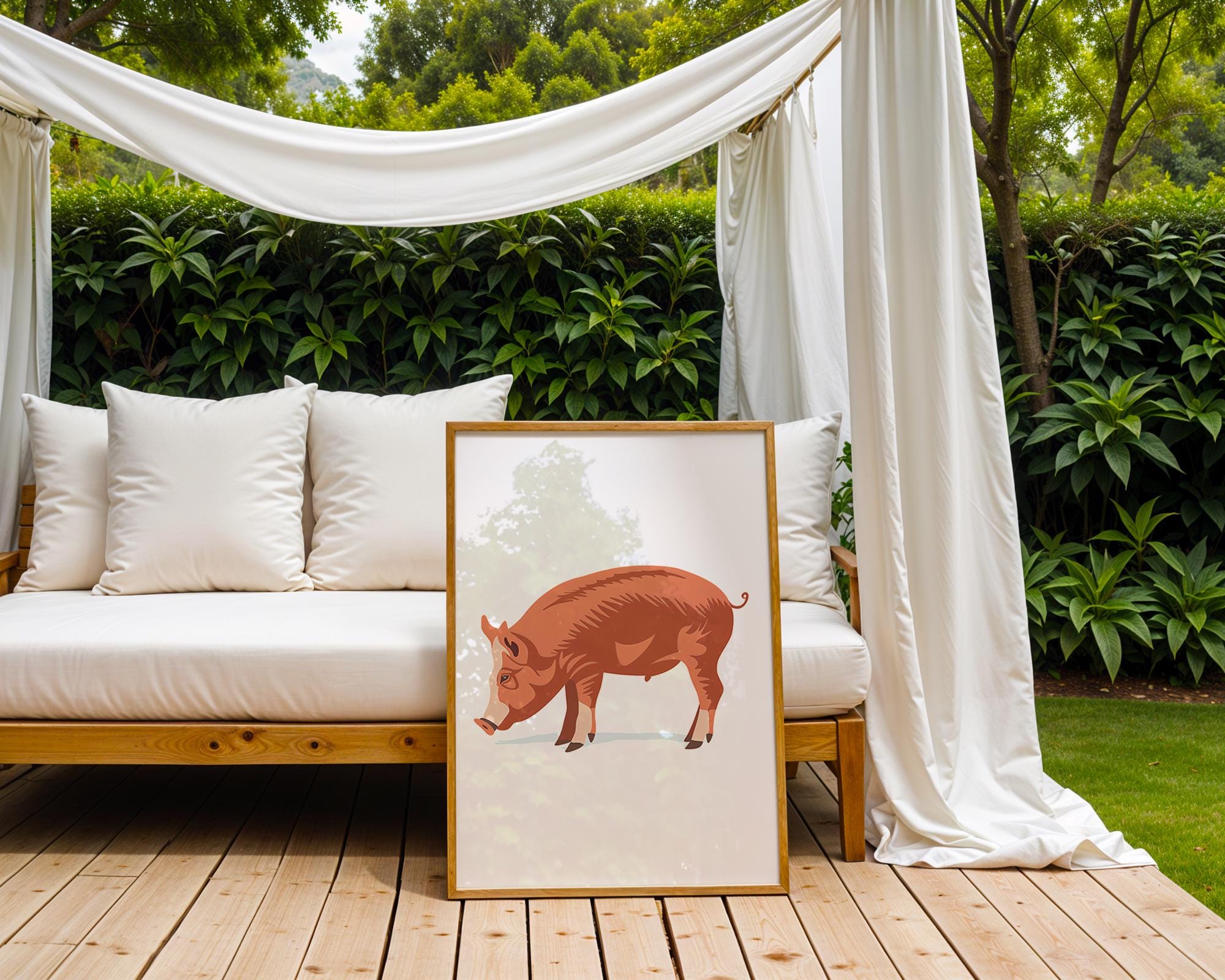 Red Pig Art Print, Modern Farmhouse Decor wall art print, modern home decor, unframed artwork by Nomad & Nest