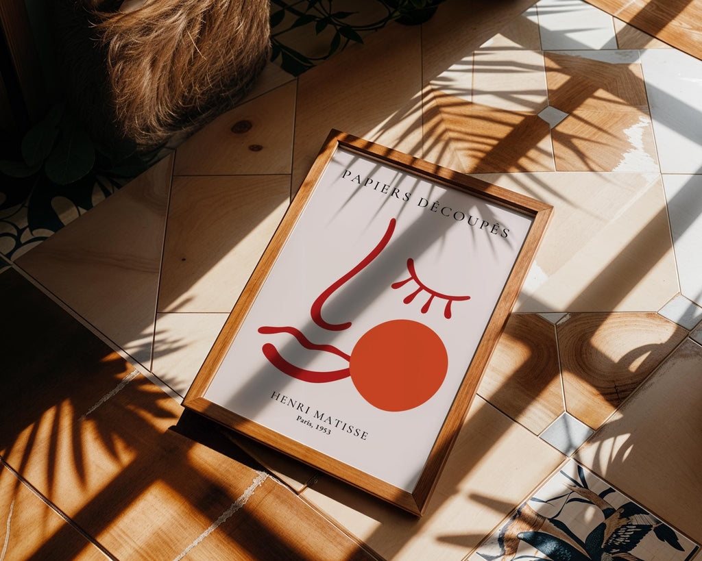 Henri Matisse Print | Inspired Face Line Art  | Orange Sun, Minimalist Modernist Poster wall art print, modern home decor, unframed artwork by Nomad & Nest